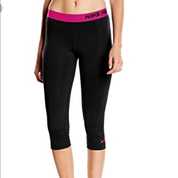 nike pro leggings with pink waistband